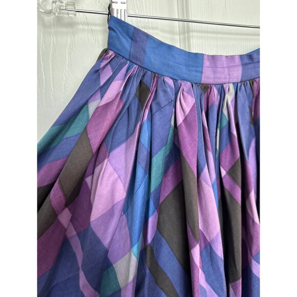 Vtg 50's circle plaid skirt Modern Jr by Gale & Gale TABIT metal zipper XXS - Picture 2 of 14